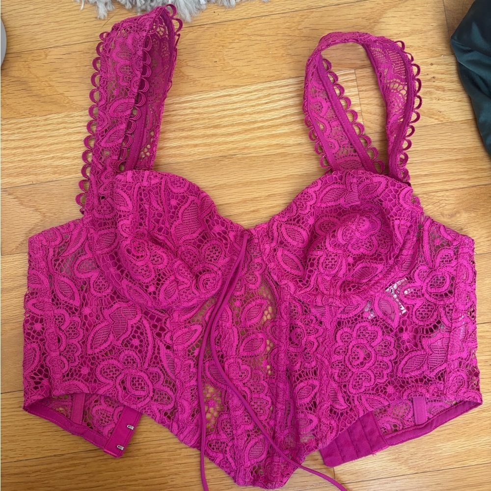 For Love And Lemons Lace Bralette in Magenta